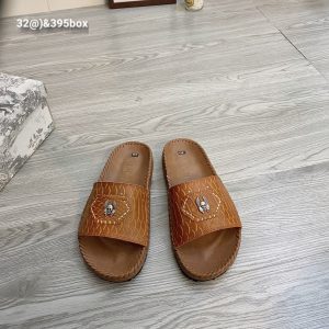 Dép nam quai ngang da nâu sản xuất - Xưởng sỉ giày dép Đại Hùng